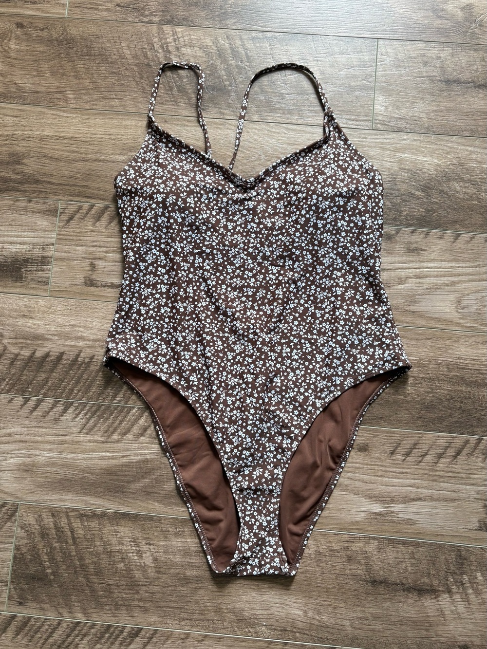 Woman’s Brown Floral One-Piece Swimsuit